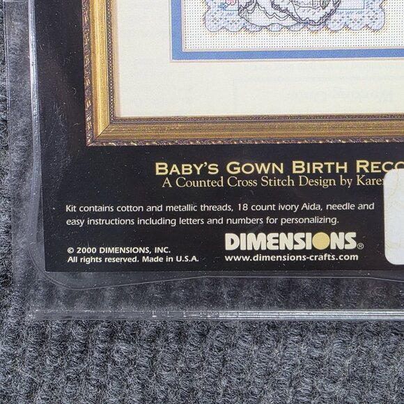 Vintage Dimensions Gold Petites Cross Stitch Kit Babys Gown Birth Record 6873 - Picture 3 of 4